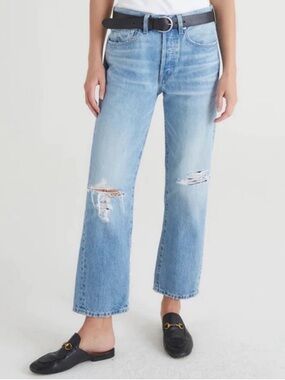 Edwin Kali Ankle Mission Organic Cotton Light Blue Distressed Jeans, 29